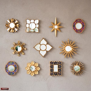 ギャラリーウォール用ゴールドミラー11点セット - 手描きガラス製小型ミラー - ユニークな新築祝いギフト壁装飾 | 米国/カナダ関税無料