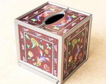 Handmade Tissue Box cover from Peru | Hand-painted glass kleenex box cover | Perfect Decor for Bathroom & Kitchen | Housewarming gift