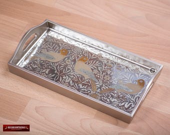 Handmade Glass Wood Serving Tray with handle | Peruvian Hand-painted glass Tray | serving platter | Gift Ideas | Housewarming Gifts