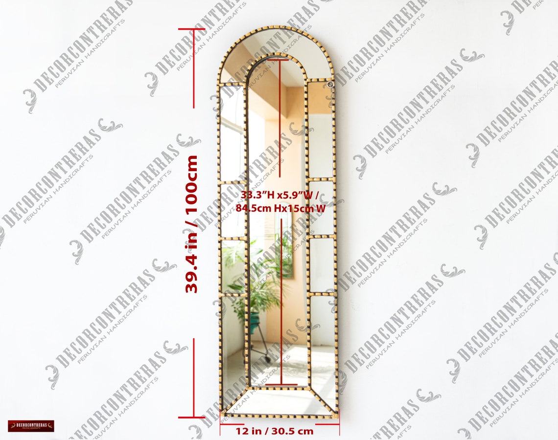 Large Narrow Hanging Mirror Home Wall Decor Gold Frame Etsy