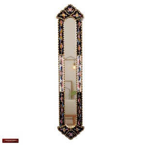 Peruvian Skinny Decorative Wall Mirror 39.4" – Long Narrow Mirror with Bronze Leaf Finish – Slim Tall Accent Mirror for Small Spaces