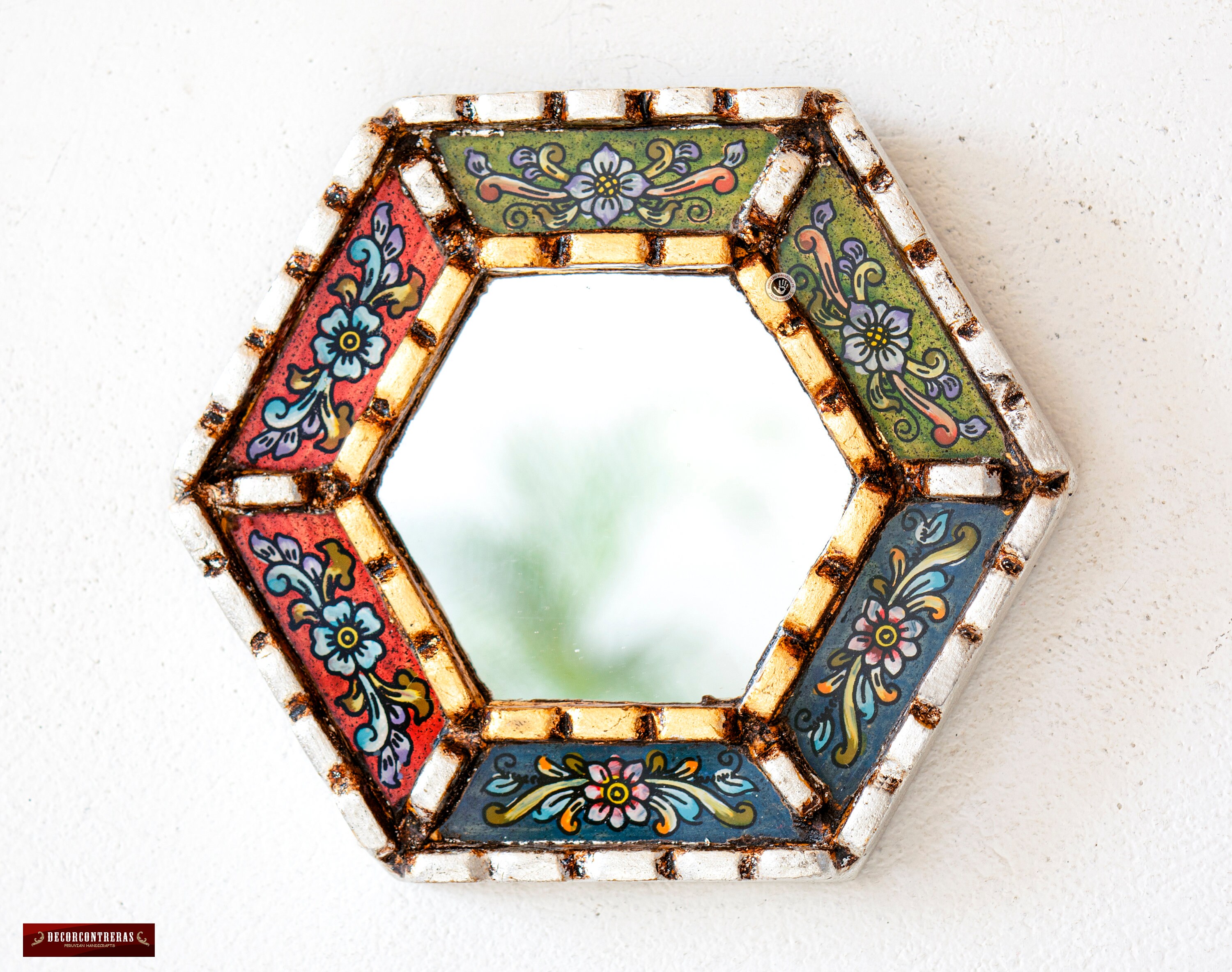 Mini Spiegel Lupita Ø 16,5 cm, Kleiner Peruanischer Spiegel Dekorativ,  Akzentspiegel, Ornamente, Geschenke und Wohndeko - .de