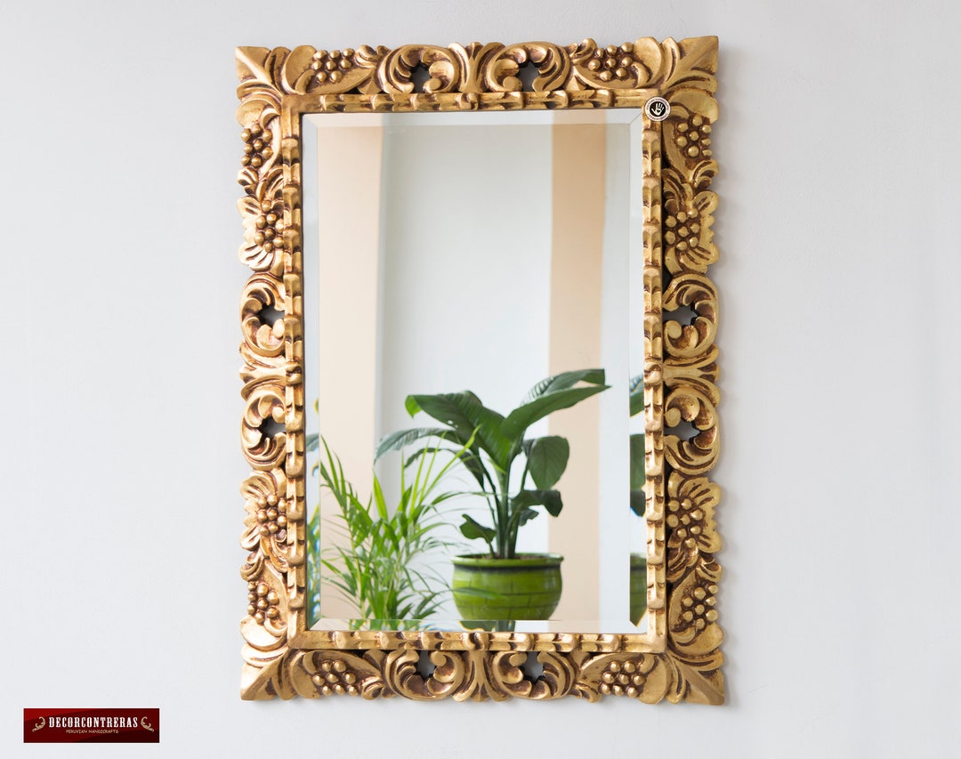 Vintage Gold Tone Hand Carved Wood Frame Ornate Mirror, 29"x21.5", Gold ...