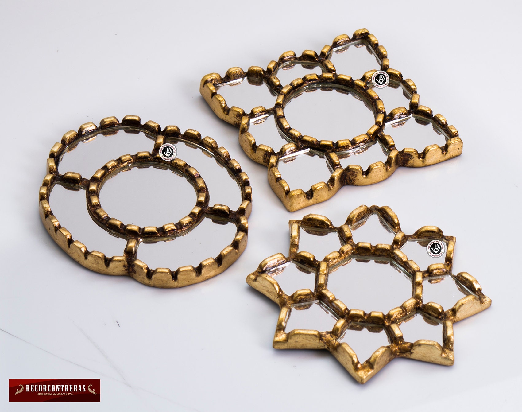 Small Gold Accent Wall Mirror Set of 3 Decorative Vintage Etsy UK