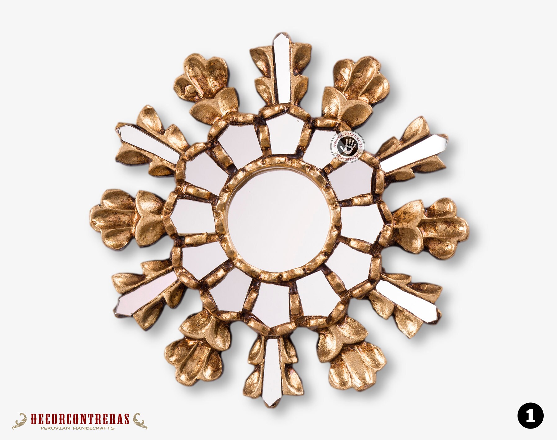 Small Gold Sunburst Mirror 7.8 Handmade Round Mirror Etsy