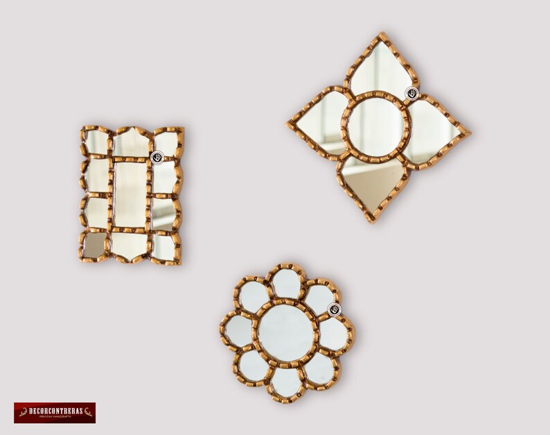 Small Gold Accent Mirror Set 3 for Wall Decorative Collection Etsy