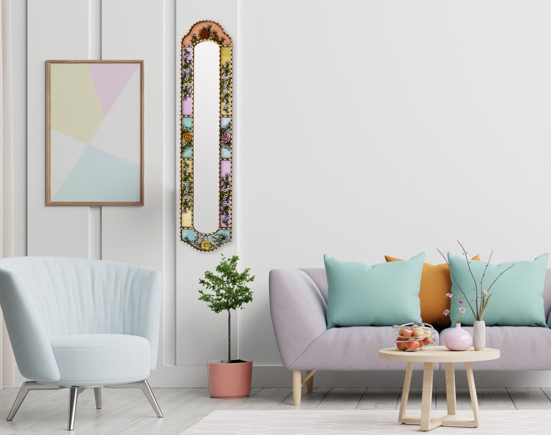 Narrow Hanging Mirror Home Wall Antique Gold Frame Mirror Etsy