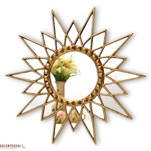 Gold Star Mirror 23.6&quot;- Decorative Wall Mirror Cuzco style &#39;Gold Star&#39; - Starburst Mirror - Wall Decoration - Home Decor - Bathroom Mirrors