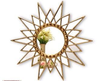 Gold Star Mirror 23.6&quot;- Decorative Wall Mirror Cuzco style &#39;Gold Star&#39; - Starburst Mirror - Wall Decoration - Home Decor - Bathroom Mirrors