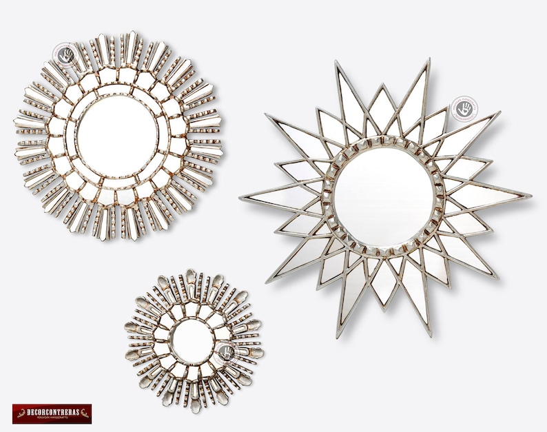 Decorative Sunburst Wall Mirror Set 3 'stars Etsy