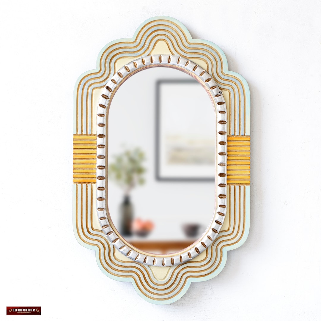Peruvian Accent Oval Mirror 23.6in for Home Wall Decor and Gifts