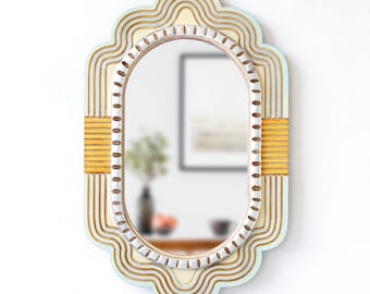 Peruvian Accent Oval Mirror 23.6in for home wall decor and gifts | Vintage Oval Wall art mirror for living room, bedroom decor, bathroom