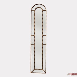 Long Narrow wall mirror 35.8&quot;Tall, Gold Wood Framed Wall Accent Mirror &quot;Luxurious Gold&quot;, Peruvian Decorative Long Mirror, Length mirror wall