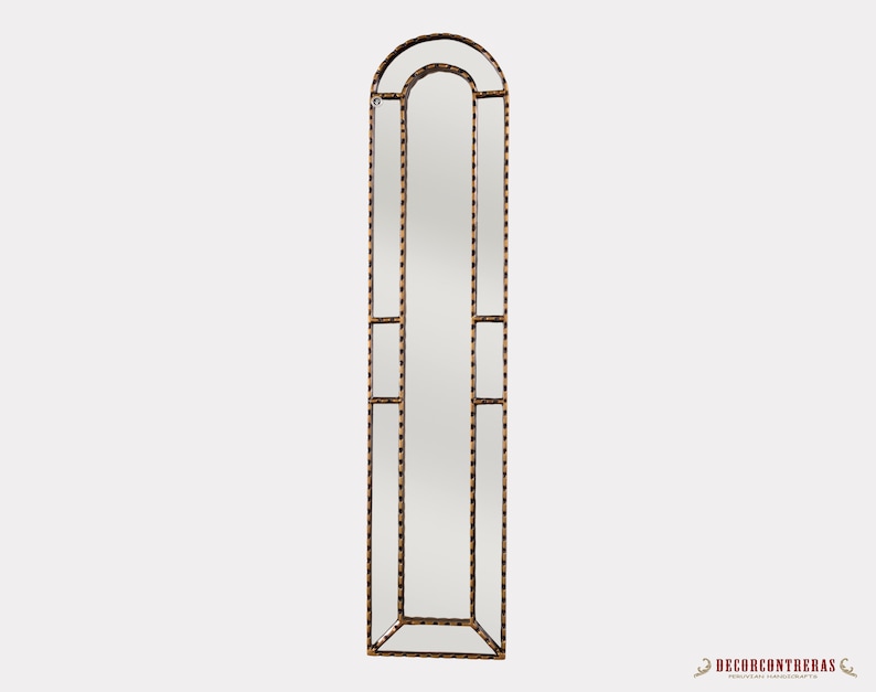 Long Narrow Wall Mirror 35 8 Tall Gold Wood Framed Accent Luxurious Peruvian Decorative Length