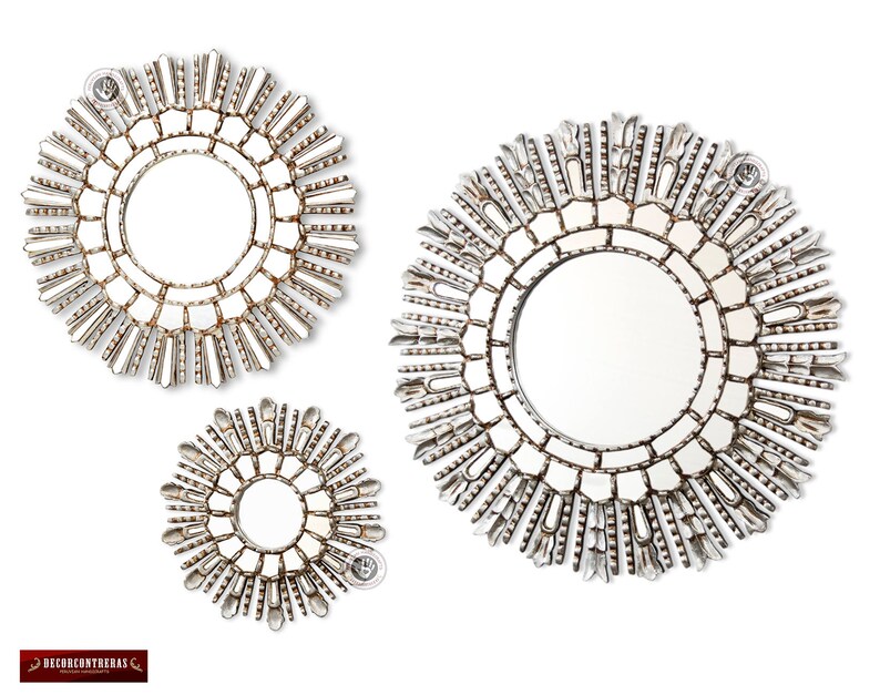 Handcrafted Silver Sunburst Wall Mirror From Peru Sun Set 3 Decor Mirrors Vanity For The