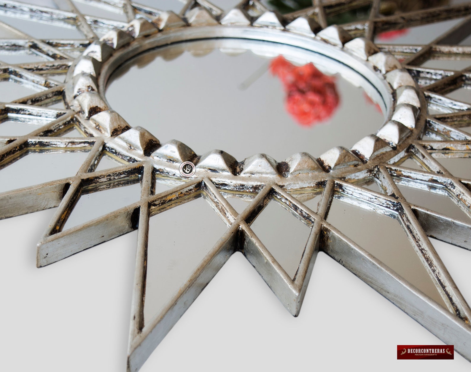Silver Star Mirror Wall 23.6 From Peru Silver Leaf Wood Etsy Australia