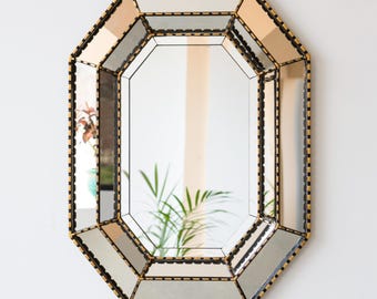 Gold Octagon Mirror Large - Peruvian Antique Style Gold Wall Decor - Handcrafted Mosaic Mirrors by Edmundo Contreras | USA/Canada No Duties