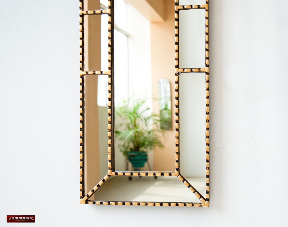 Large Narrow Hanging Mirror Home Wall Decor Gold Frame Etsy