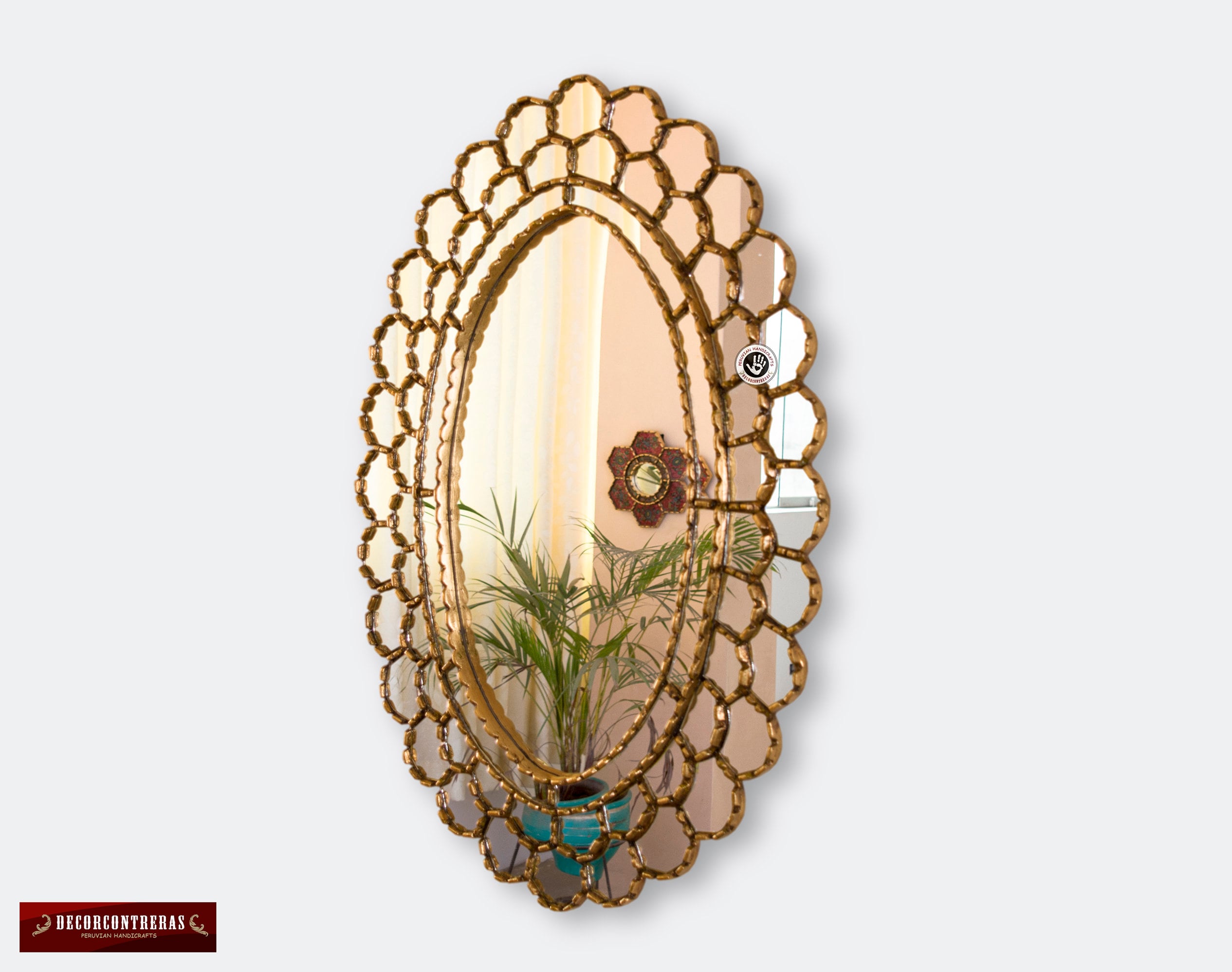 Gold Large Oval Mirror for wall Astral King Sun Etsy