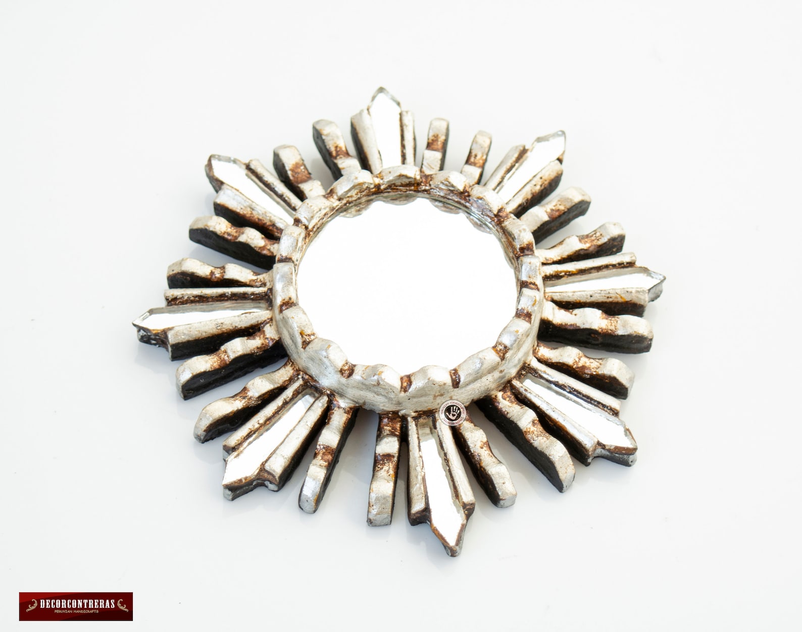 Small Silver Sunburst Mirror for Wall Decor Peruvian Etsy