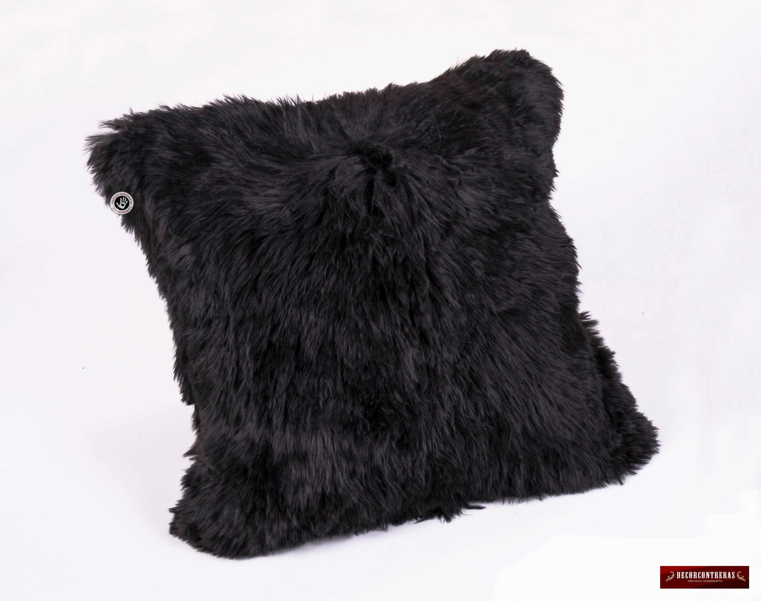 black fluffy pillows