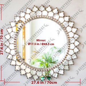 Decorative Round Large Mirror wall art home decor, Peruvian Accent Silver Hanging Mirror 27.6 wall bathroom decor, living room, Entryway image 9