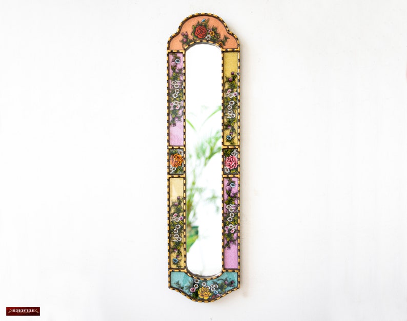 Narrow Hanging Mirror Home Wall Antique Gold Frame Mirror Etsy