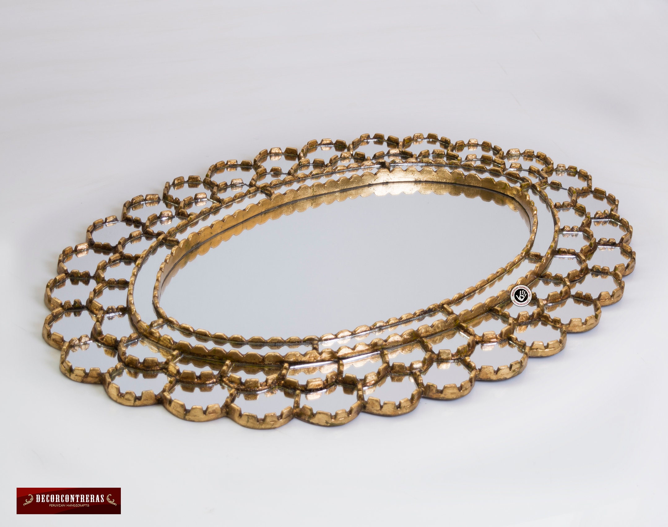 Gold Large Oval Mirror for wall Astral King Sun Etsy