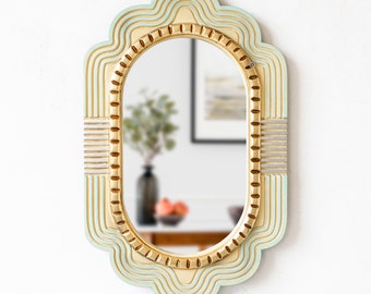 Peruvian Accent Oval Mirror 23.6in for home wall decor and gifts | Vintage Wall decor mirror for living room, bedroom, bathroom, Entryway