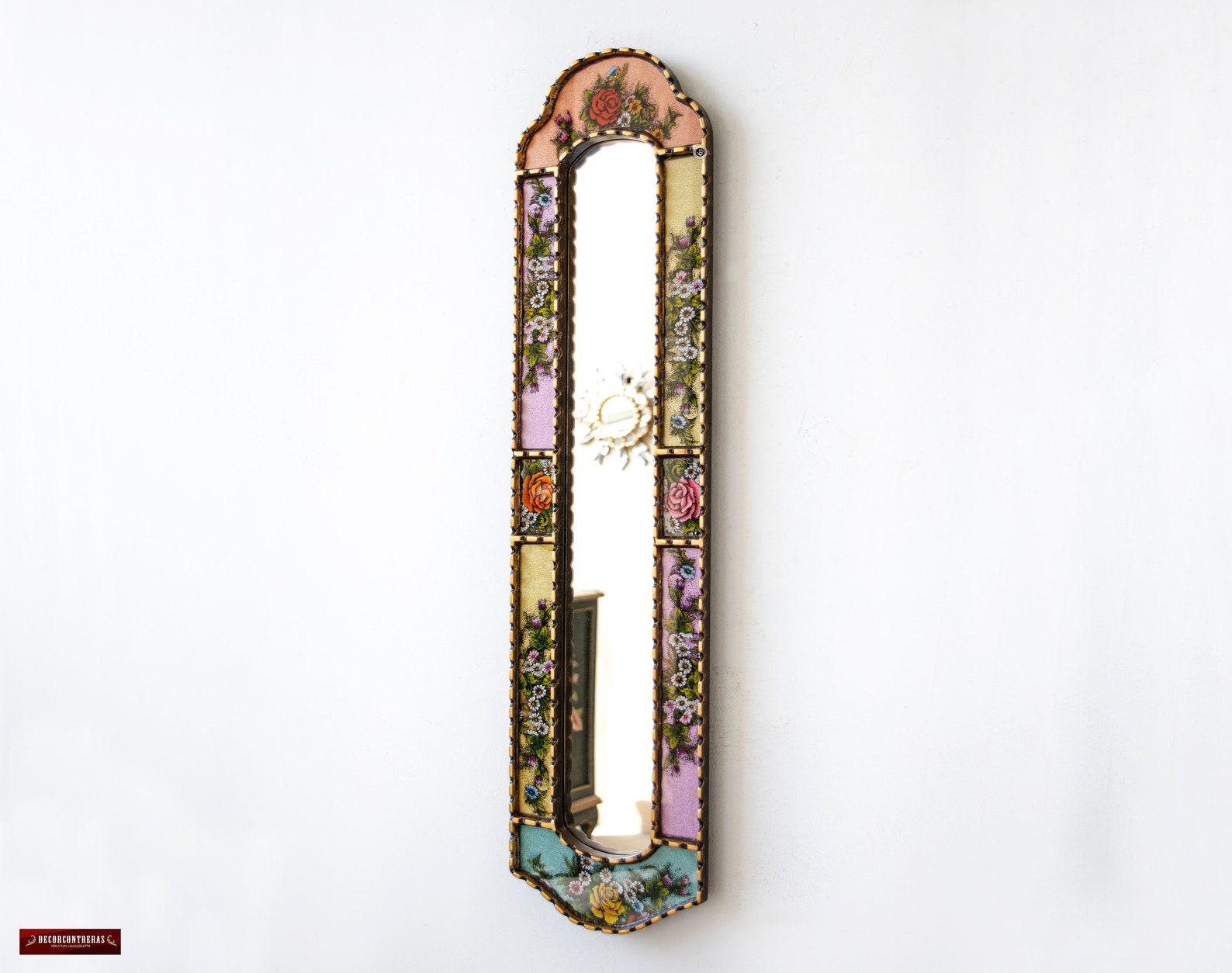 Narrow Hanging Mirror Home Wall Antique Gold Frame Mirror Etsy