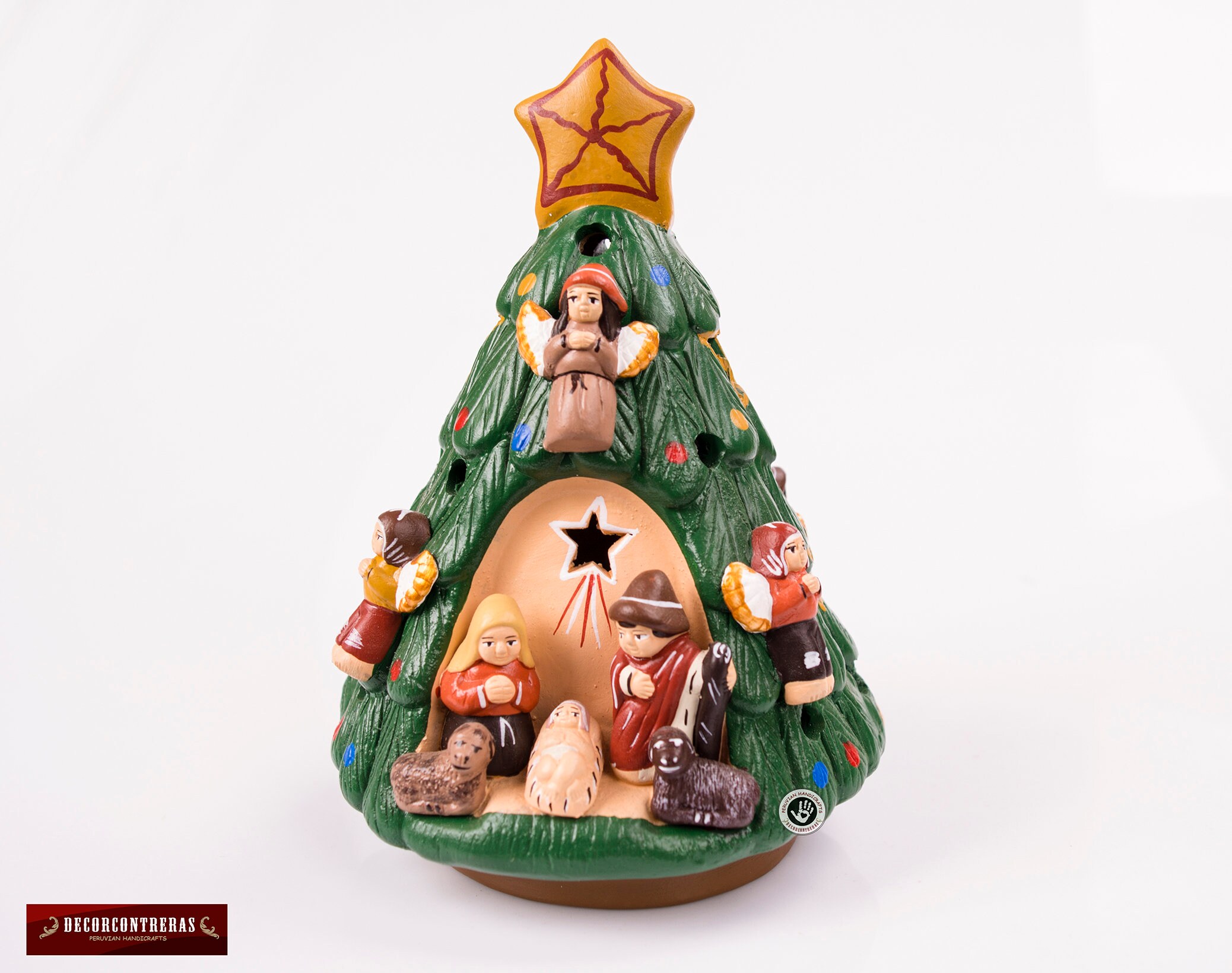 Ceramic Christmas Tree with nativity scene 6.7H Small Etsy