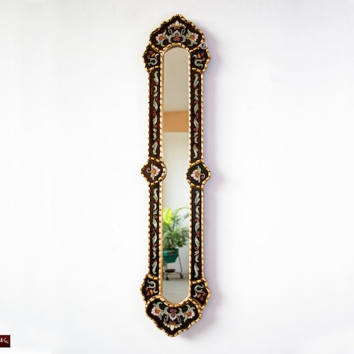 Long Narrow Wall Mirror 35.8tall Gold Wood Framed Wall Etsy UK