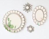 Handmade Accent Wall Mirror Set of 4 for wall home decor | Peruvian Silver Wall Mirror living room | Hanging Mirror set for christmas decor