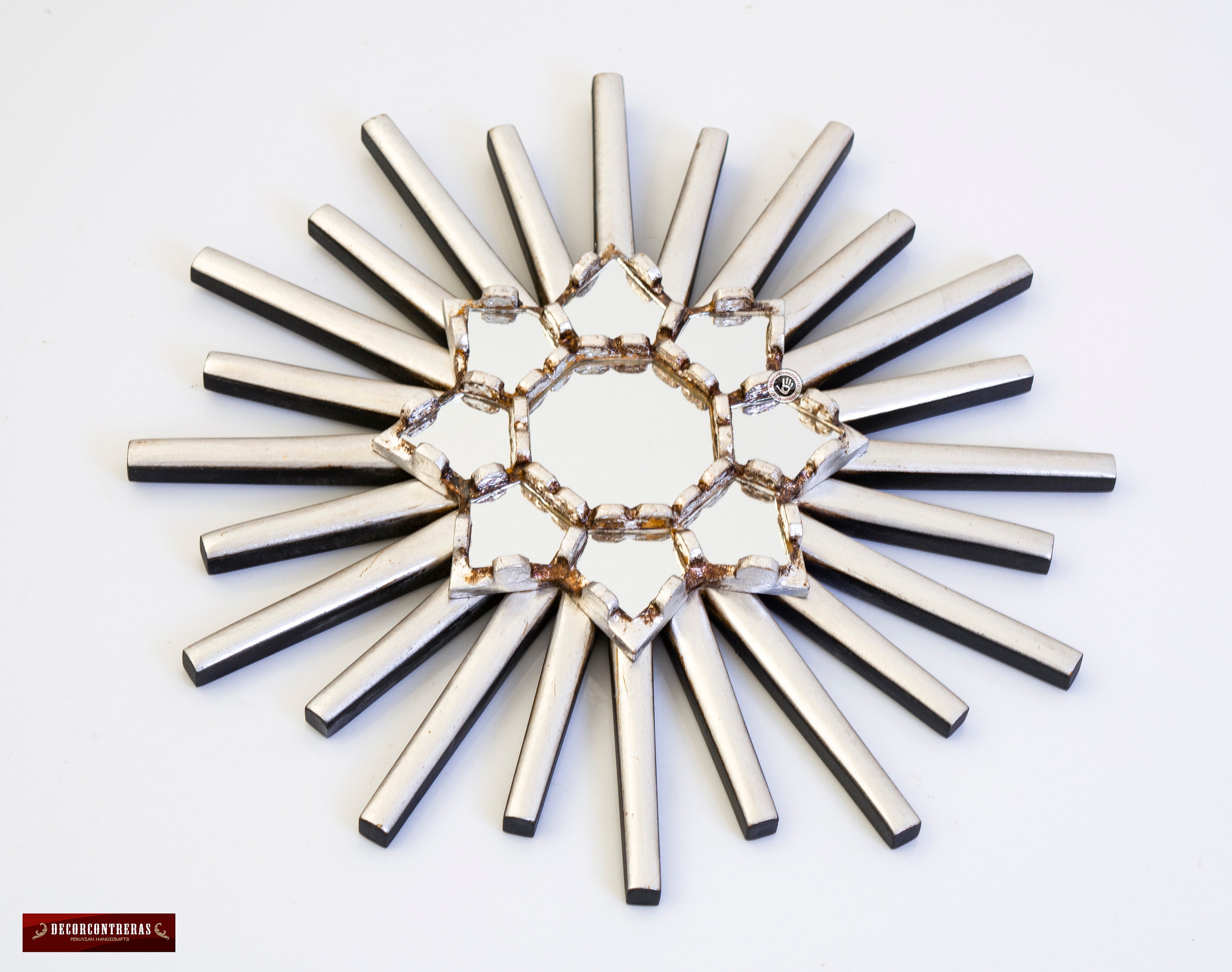 Silver Sunburst Mirror 11.8 for wall decorative Accent Etsy