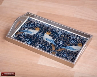 Handmade Glass Wood Serving Tray with handle from Peru | Small Tray Drink | Perfect Gift | Anniversary Gift Foodie | Housewarming Gifts