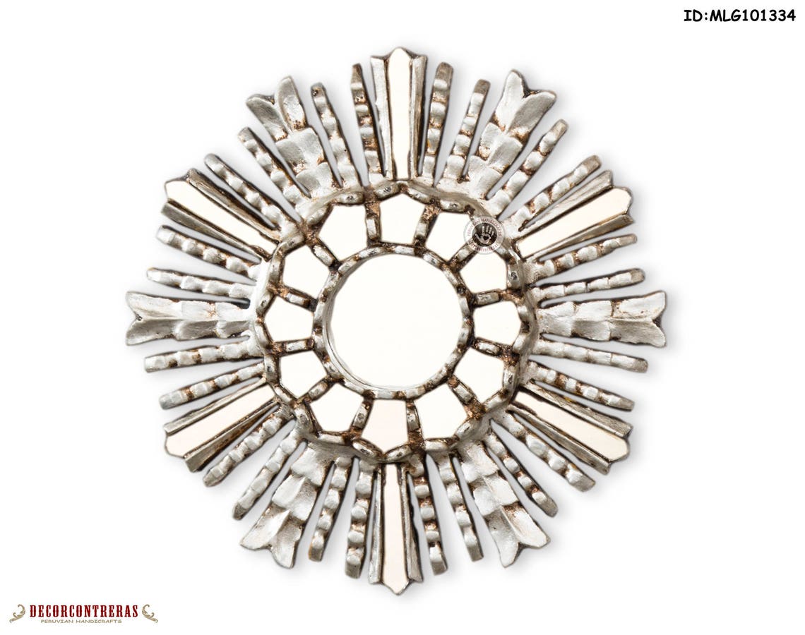 Silver Sunburst Wall Mirrors Set 3 'silver Rays' Etsy