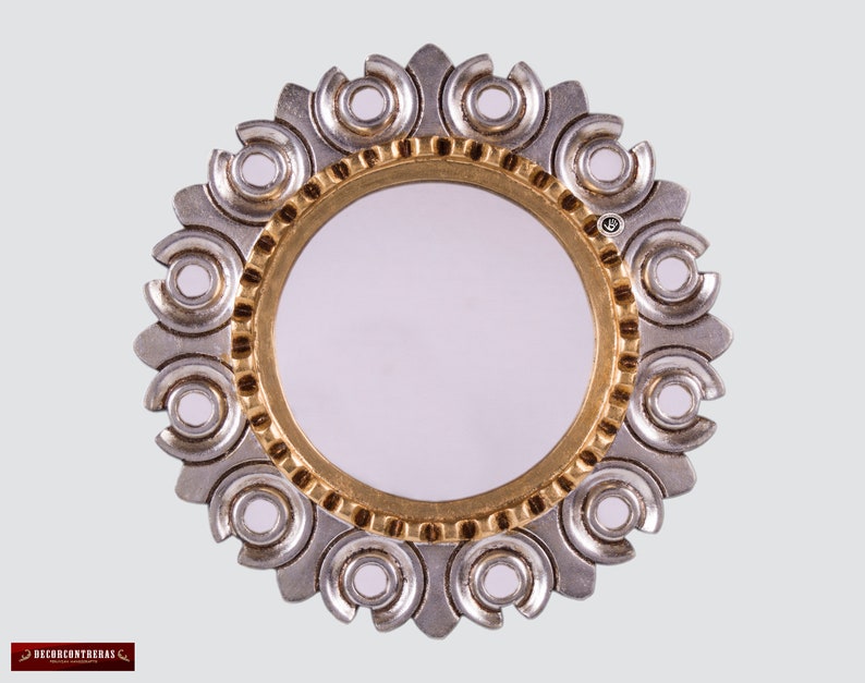 Hand Crafted Round Decorative Wall Mirror 11 8d From Etsy