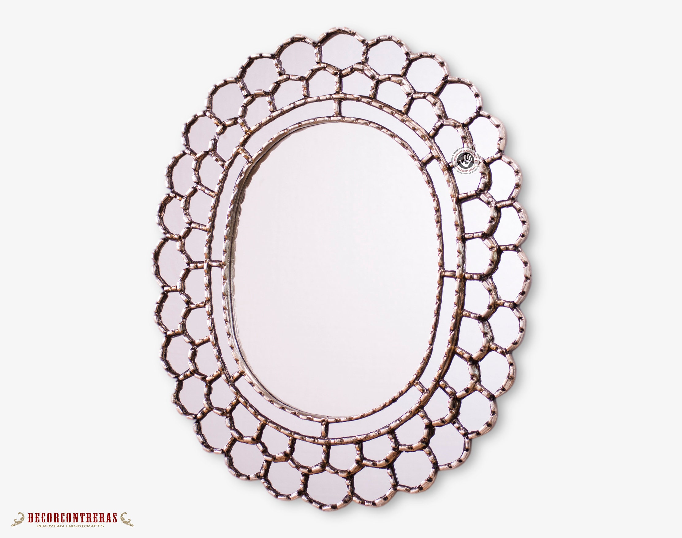 Decorative Silver Oval Wall Mirror 23.6 Silver wood Etsy