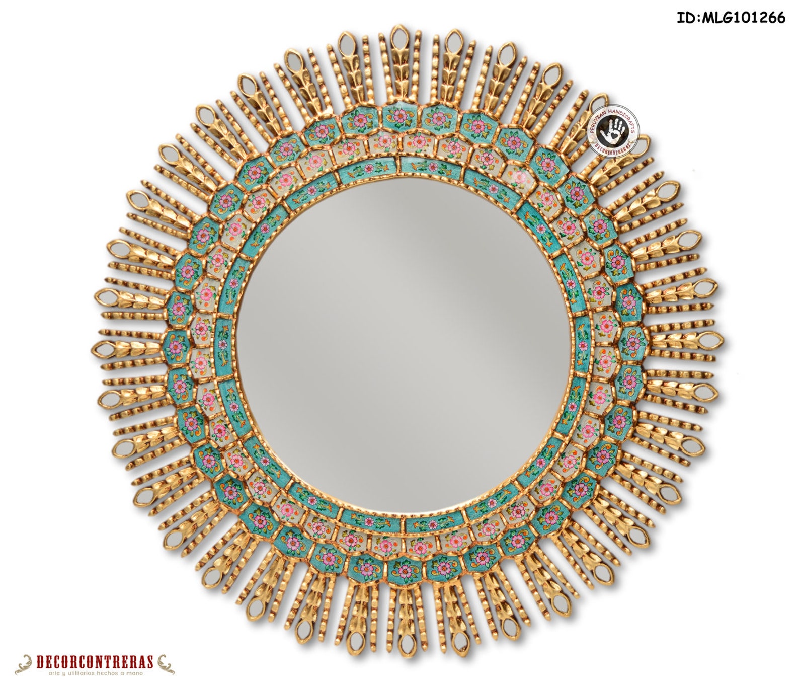 Large Gold Round Mirror 'celestial Sun' Carved Etsy