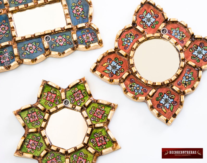 Small Decorative Wall Mirror Set of 3 Accent Vintage Mirrors Etsy