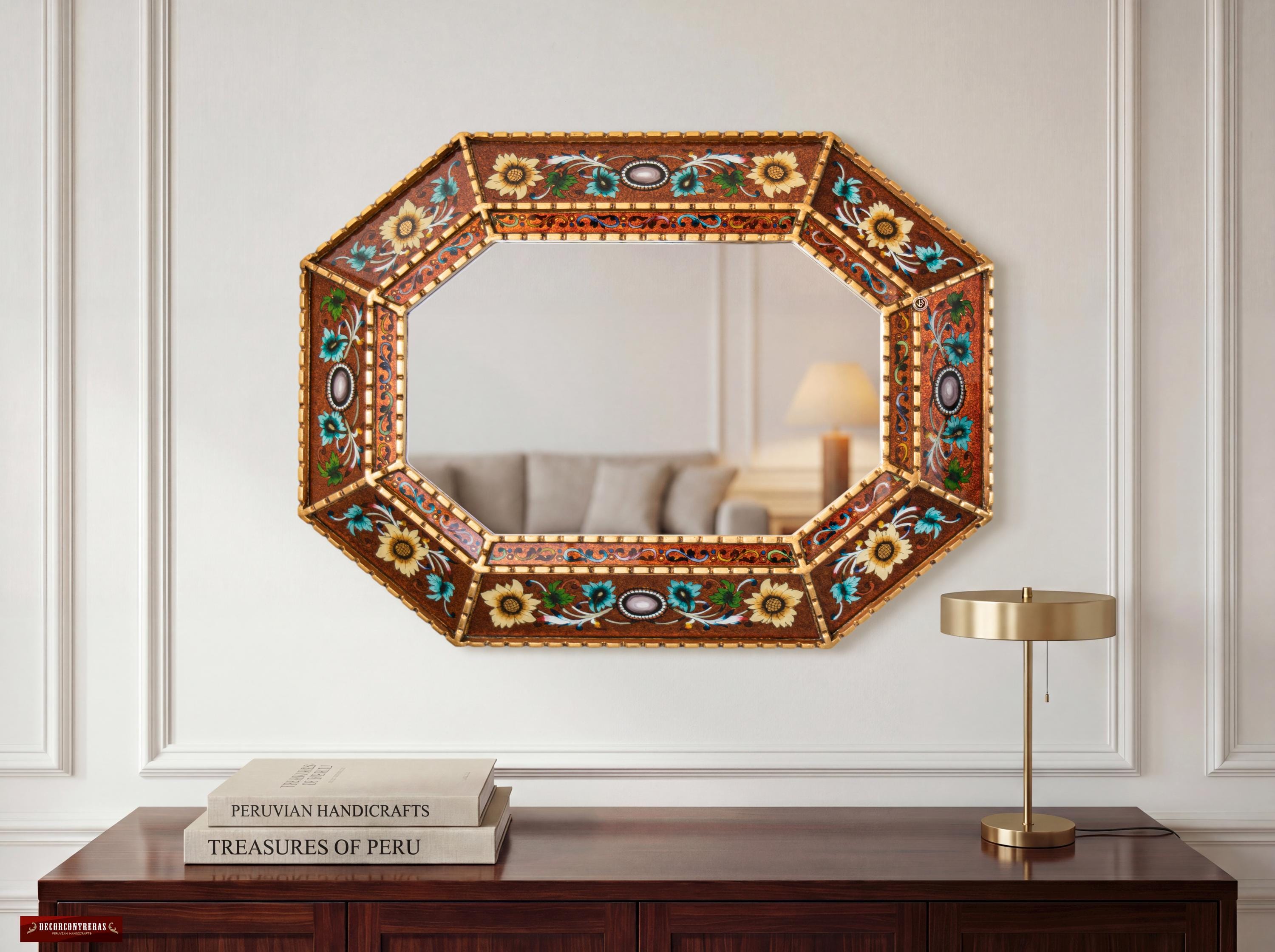 Large Gold Octagonal Convex Mirror 29