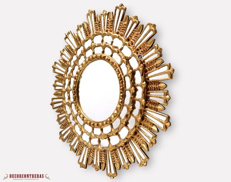 Decorative Gold Round Mirror 31.5 from Peru Luxury gold Etsy