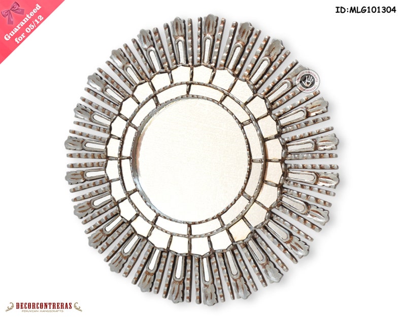 Mohena Wood Wall Mirror Cuzco Style Peaceful Sun Decorative Mirrors 23 6 Inch Frame Is Covered With Silver Leaf Home Dcor
