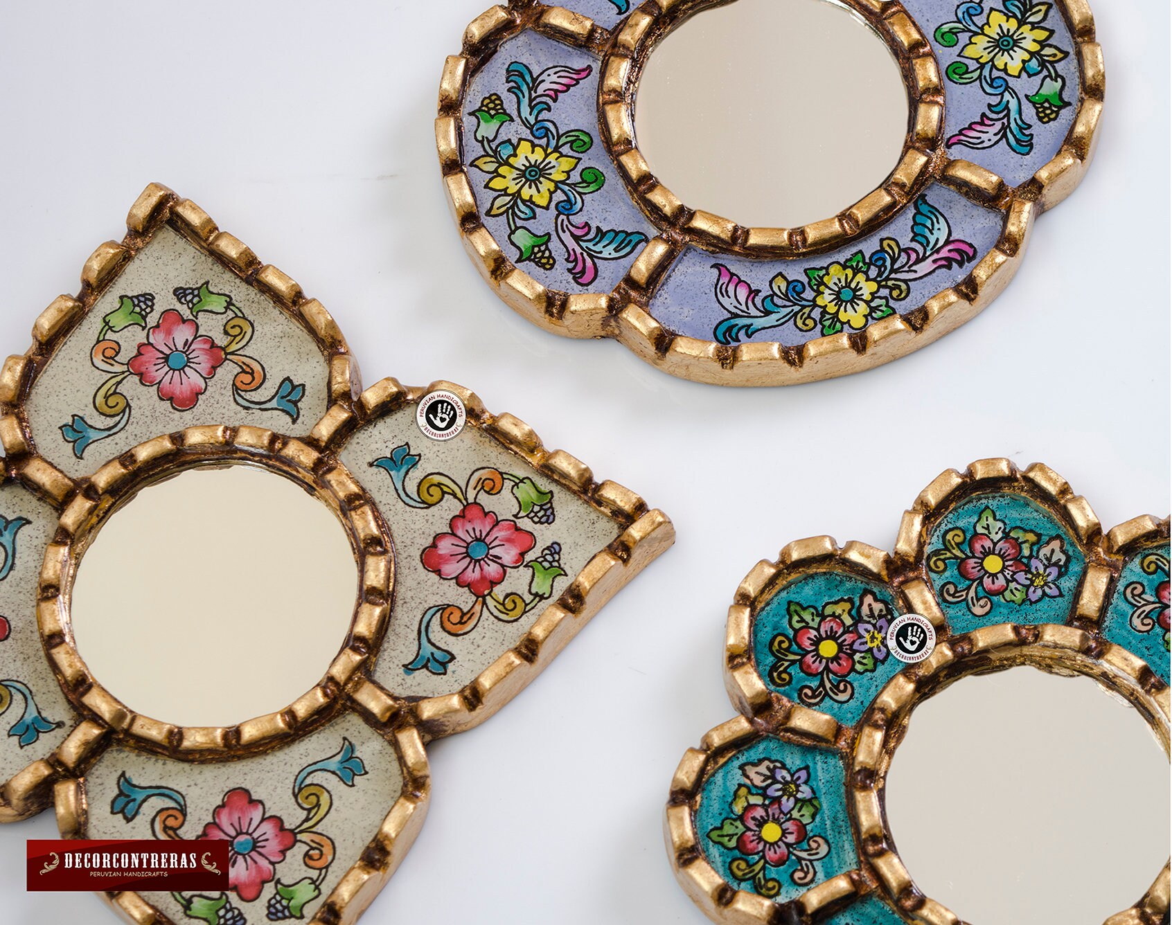 Small Accent Wall Mirror set of 3 Decorative Vintage mirrors Etsy