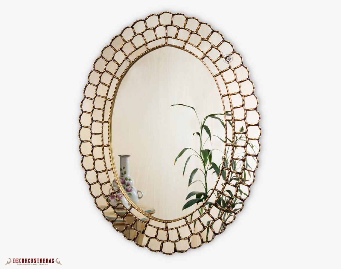 Extra Large Oval wall Mirror 36x28 Gold Wood Framed Etsy