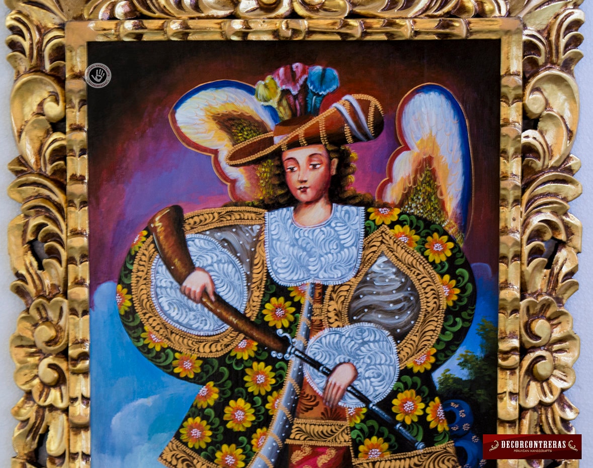 Archangel Michael, Cuzco Painting on Wood - Angels Arcabuceros