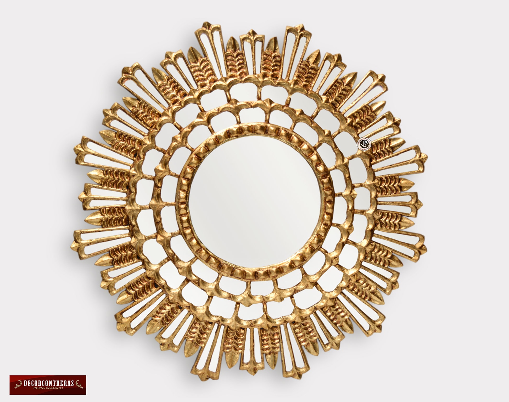 Decorative Gold Round Mirror 31.5 from Peru Luxury gold Etsy