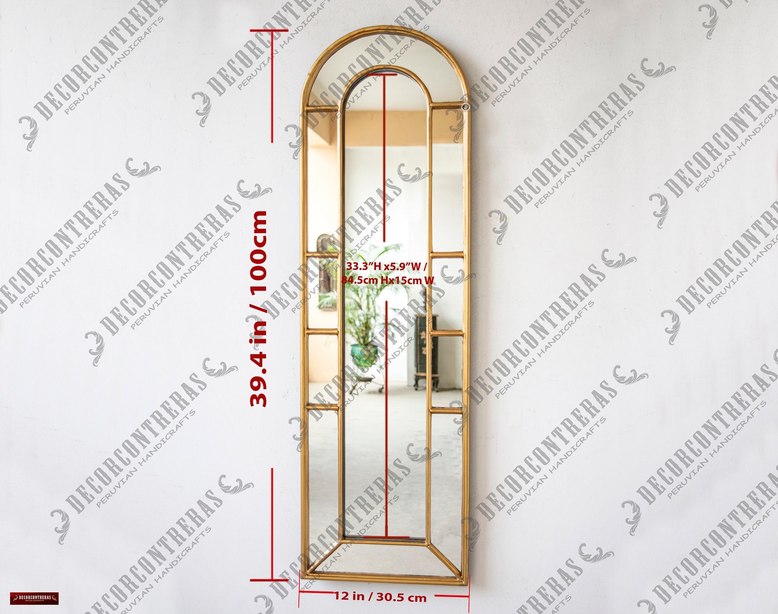 Large Modern Narrow Hanging Mirror Home Wall Decor Gold Etsy