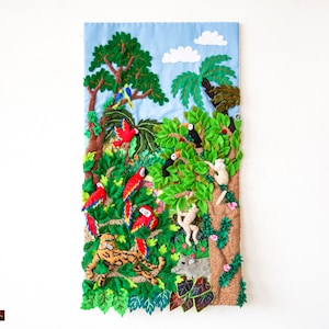 Handmade patchwork quilted wall art home decor | Peruvian embroidered fabric applique on wall hangings | valentines day gifts for him, her