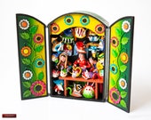 Retablo Diorama from Peru - Collectible Wood Ceramic Diorama - Folk art Diorama - Andean Retablo Hand painted Sculpture quot Musical Shop quot